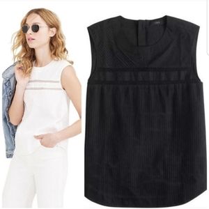 J. Crew Cotton Pleated Sleeveless Top in Black 10